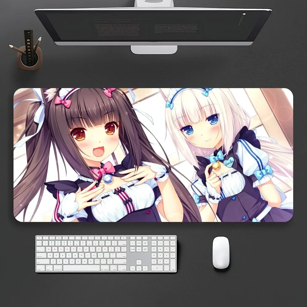 Kawaii Chocola Nekopara Vanilla Cute Girl Maid Cat Mouse Pad Game Office Large PC Keyboard Rubber Big Desk Computer Laptop Table