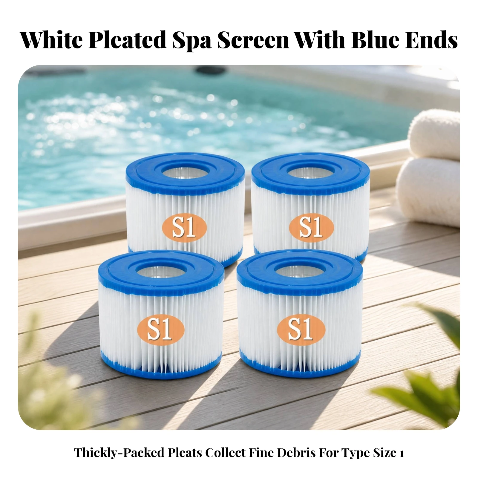 Type S1 Filter Cartridge Reusable S1 Filter Cartridge Efficient Filtration Heavy Duty for Pool Owners, Home Spas, Hot Tubs