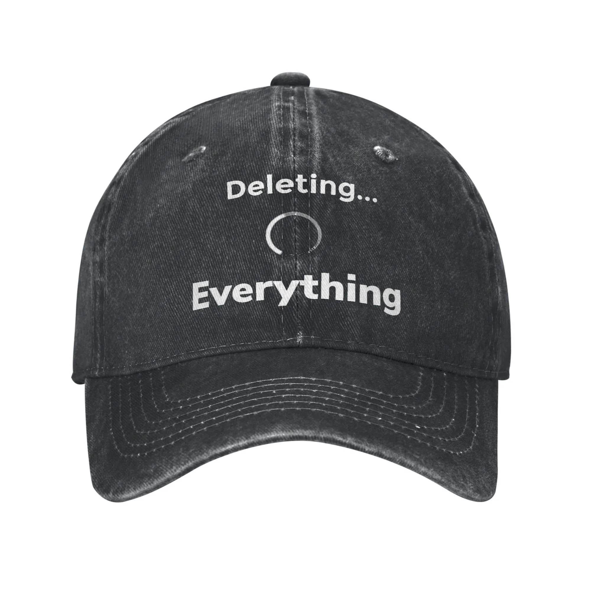 Deleting Everything Graphic Washed Baseball Cap Unisex Adjustable Casual Outdoor Hat