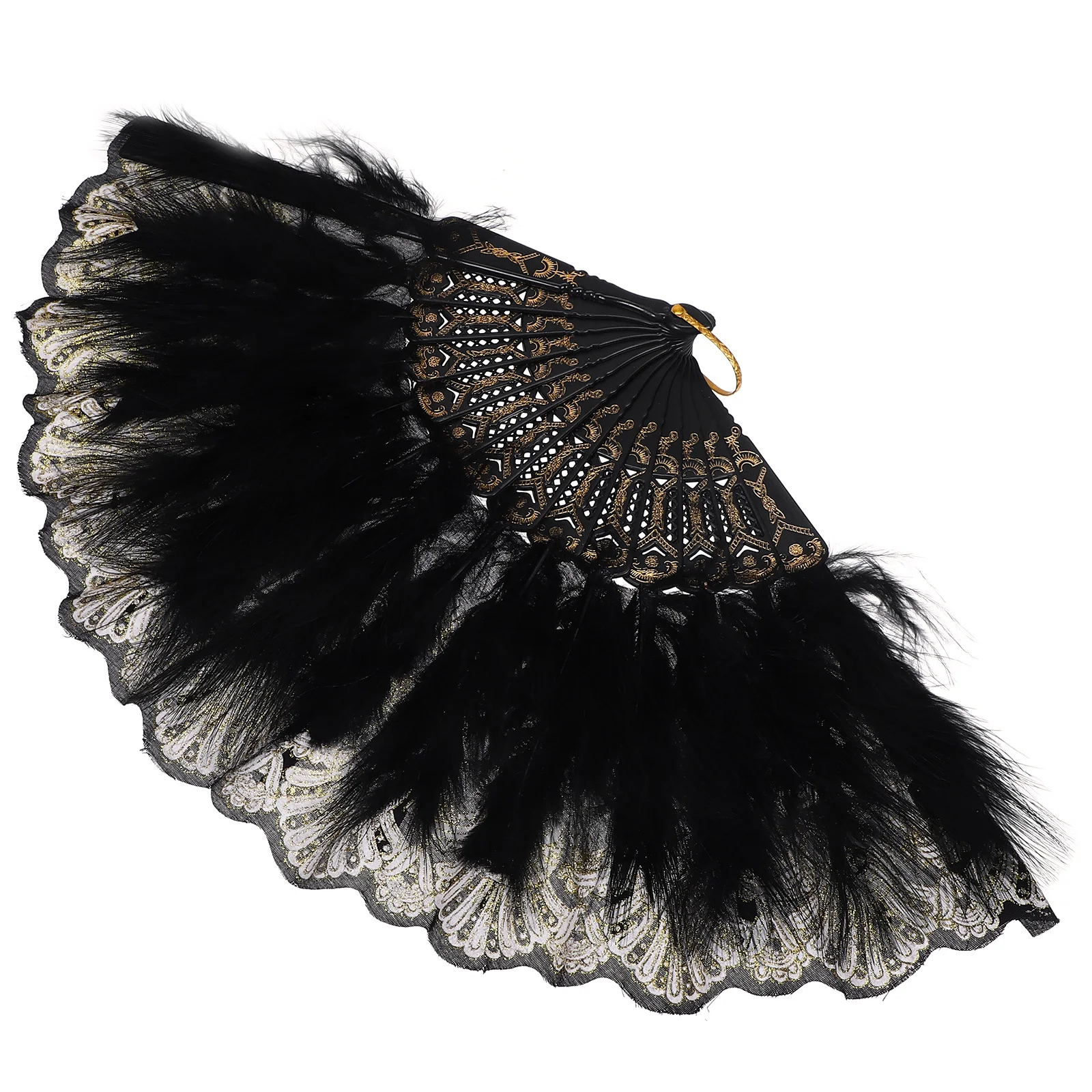 

Large Hand Fan Foldable Retro Decorative Wedding Reflective Embroidered Held