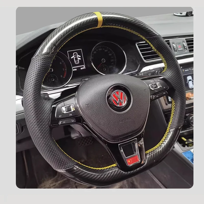 Car Steering Wheel Cover for Volkswagen VW Golf 7 Mk7 Touran Up New Polo Jetta Passat B8 Tiguan Hand-sewn Sewing Genuine Leather