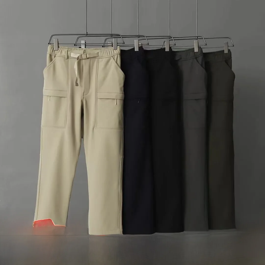 

Мужские повседневные брюки Thiened Fce на подкладке, ветрозащитные, водонепроницаемые, тройной заказ, осенне-зимняя рабочая одежда, прямая молния на талии