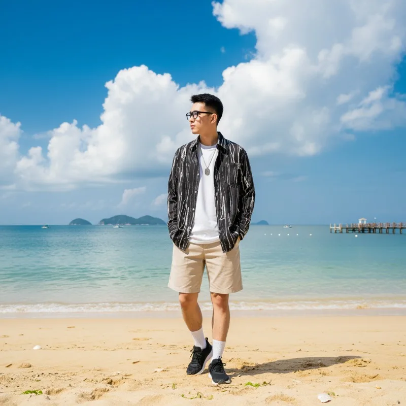 

Black White Long Sleeve Shirt Casual Fashion Top Chinese Style Vintage Floral Print Loose Fit for Men Women Retro Oil Painting