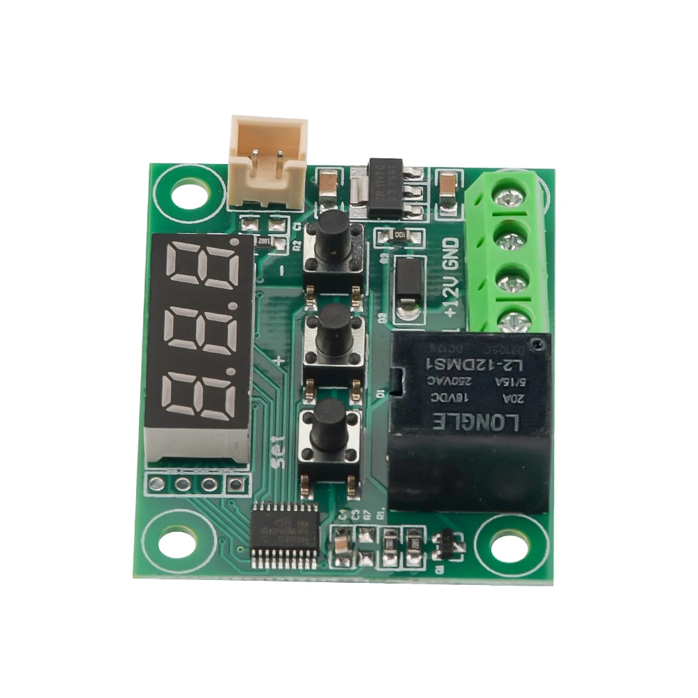 W1209 12V DC Digital Temperature Controller Board Micro Digital Thermostat with 10A One-Channel Relay and Waterproof Sensor