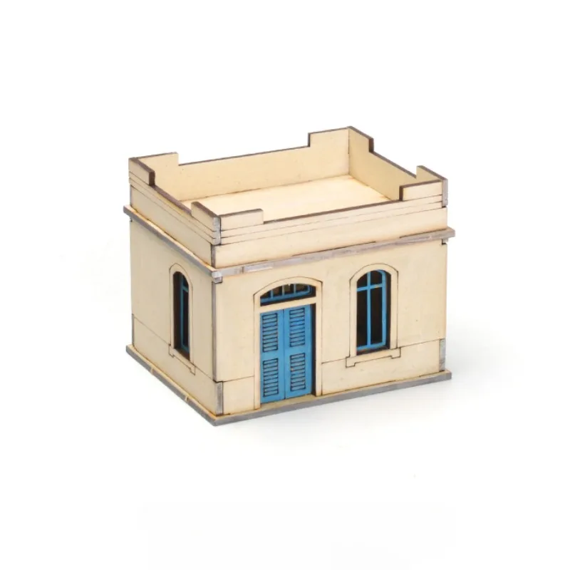 1/72 Middle Eastern Town Second Floor Building Scene Wooden Assembly Model Ornament Handmade Gift images - 6