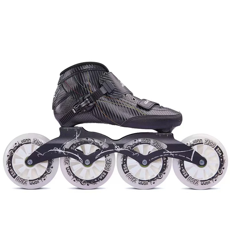 

Carbon Fiber Inline Race Speed Skates for Professional Racing Player, High Elastic 85A Indoor Track PU Wheel Big 3 Wheel 4 Wheel