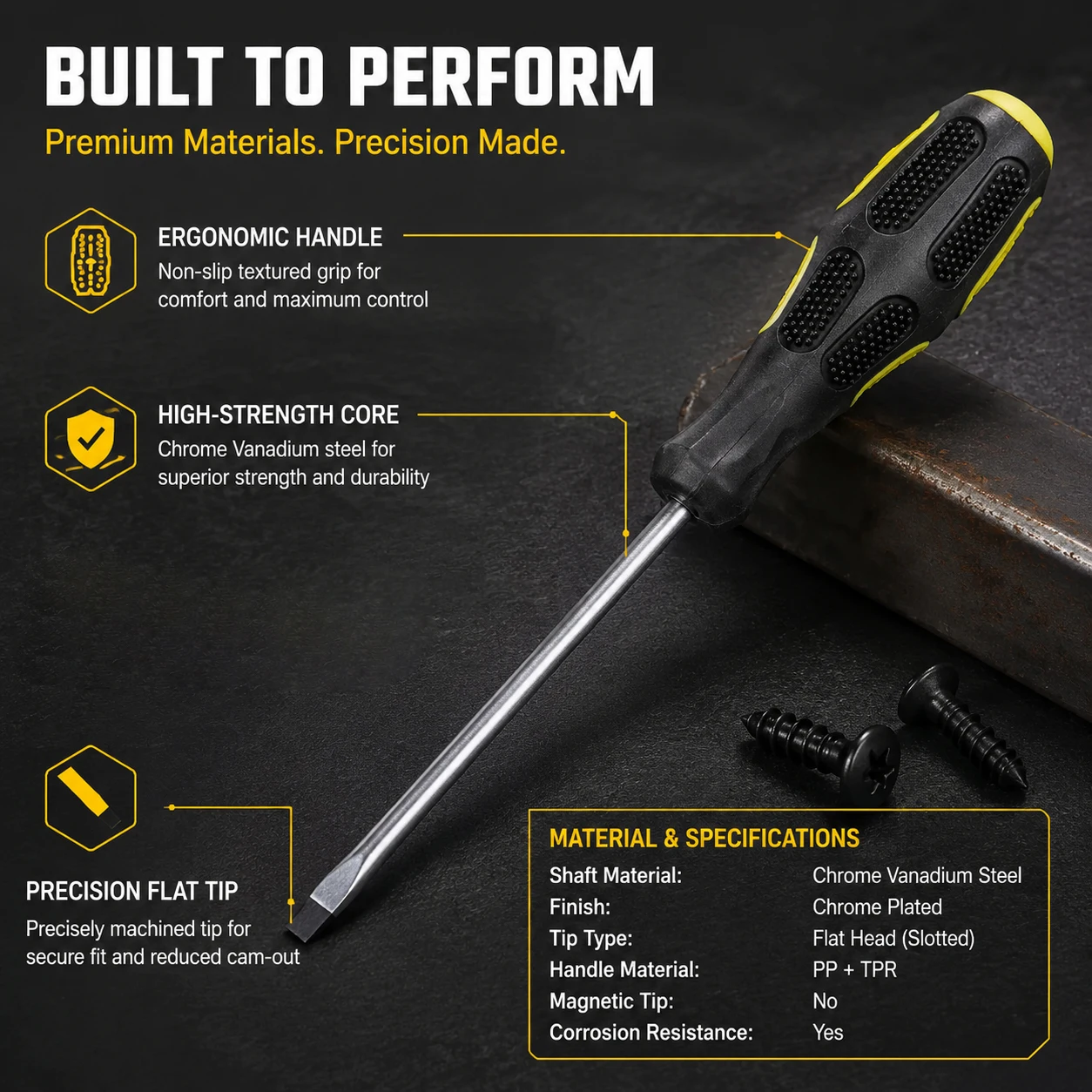 1pc Phillips Screwdriver Set, Chrome Vanadium Steel Blade, anti Slip Grip, Suitable for Electronic Product Maintenance, Home