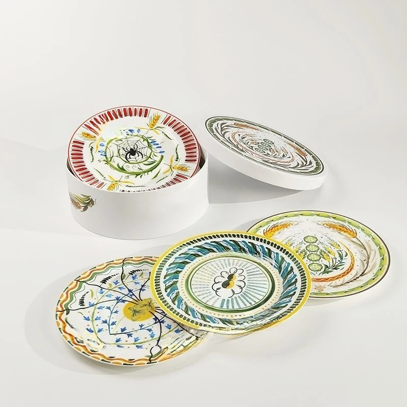 Early Spring Series Creative Ceramic Steak 10-Inch Plate Set Combination Household Hand-Painted Style Western Food Plate