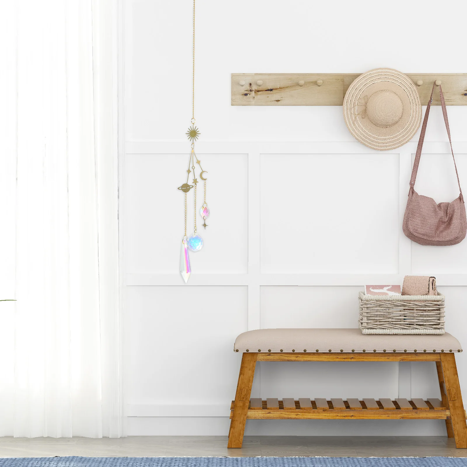 

Crystal Metal Wind Chime Pendant Decorative Hanging Wind Bell Ornament for Home Balcony Garden Decor Bell Pendant