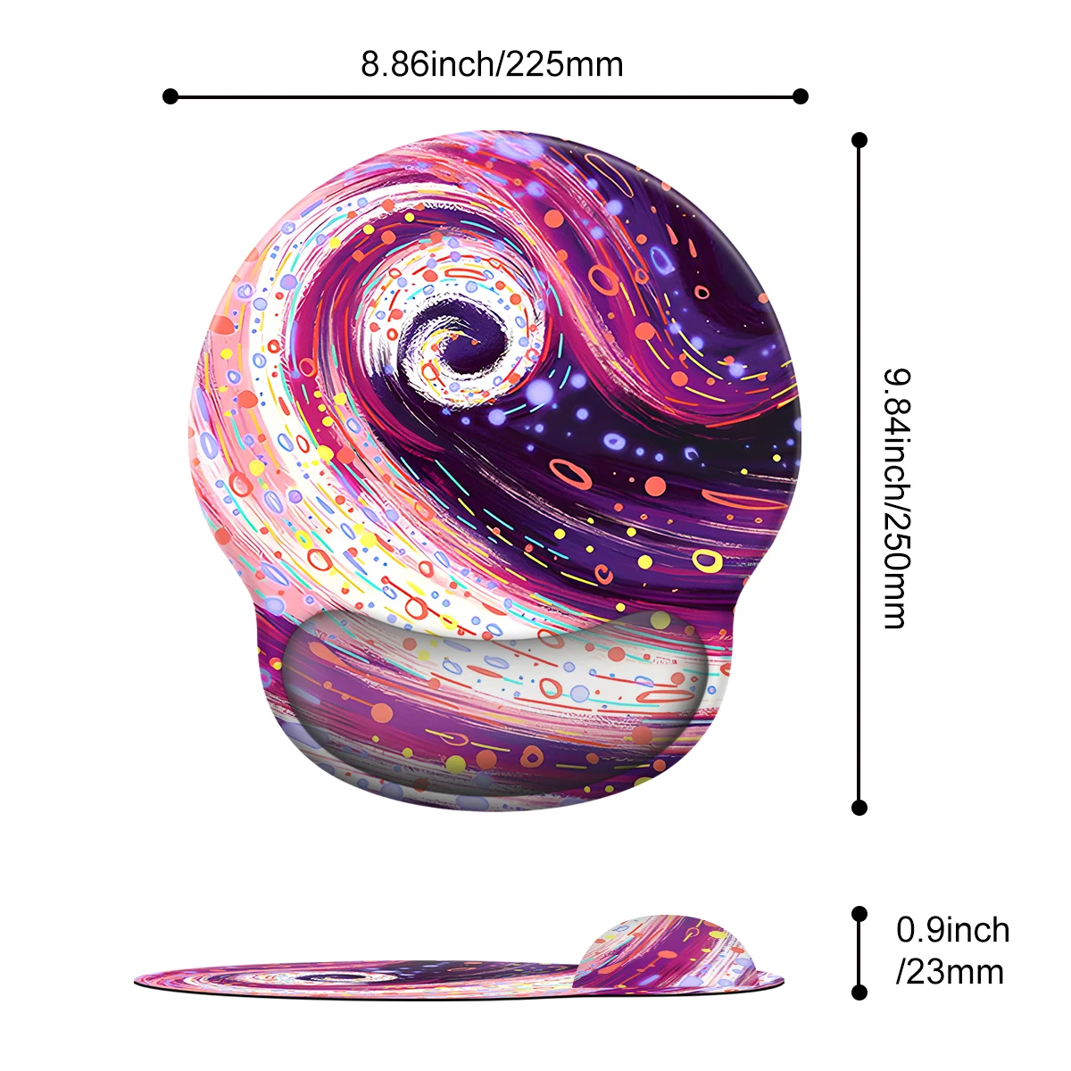 1pc Colorful Vortex Art Design Mouse Pad Wrist Ergonomic Soft Anti-Slip Wrist Rest Support Mat Computer Mouse Pad For Office PC