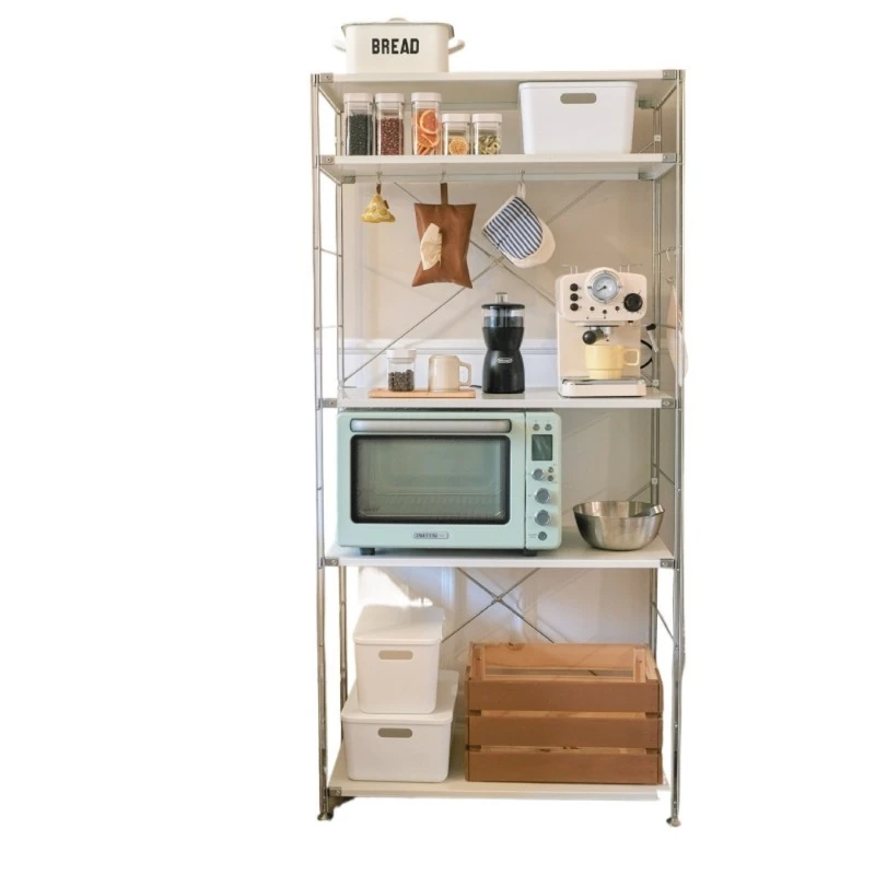 

Restaurant floor-to-ceiling stainless steel multi-layer shelves, coffee machine storage racks