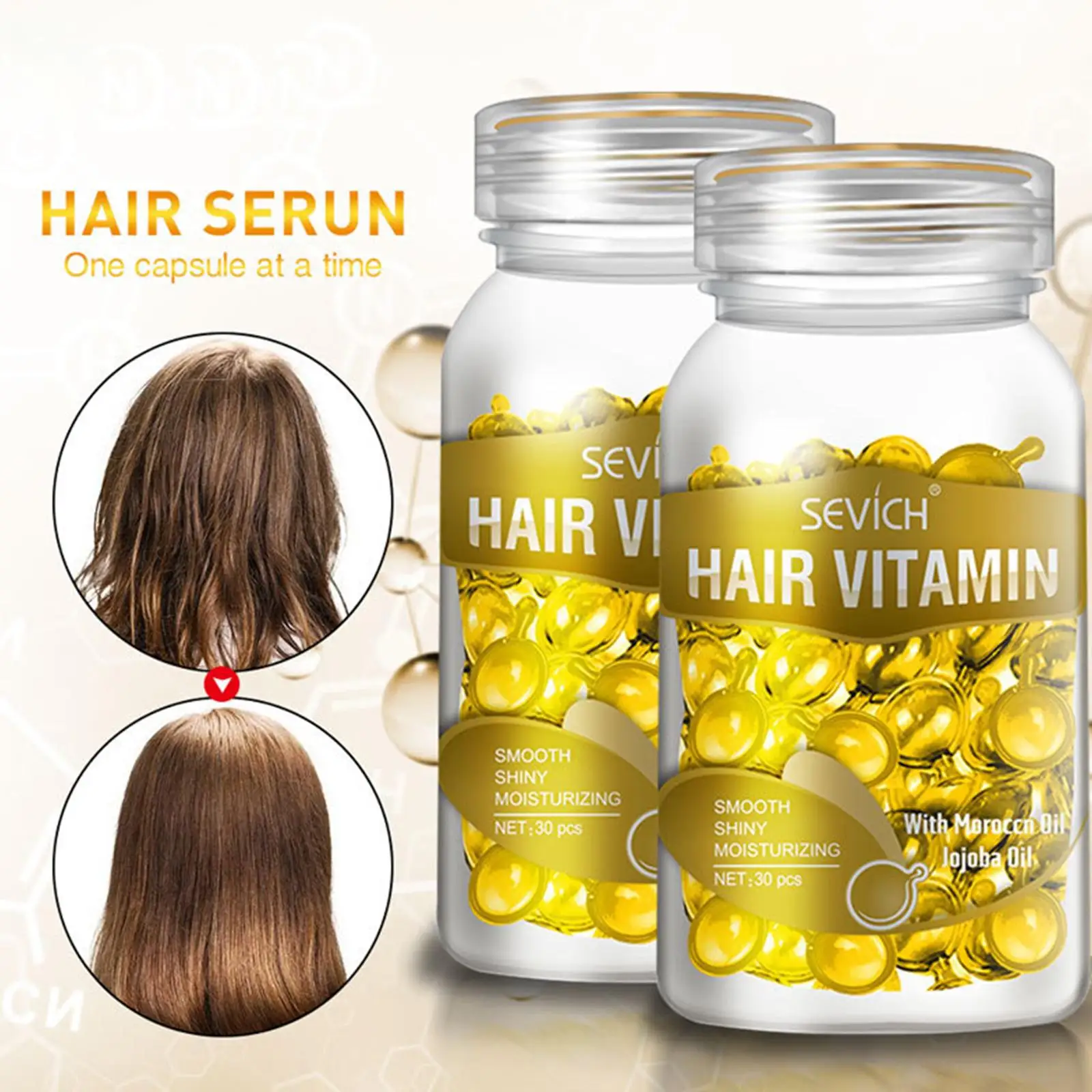 30pcs Hair Vitamin Capsule Oil Repair Damage Natural Extract Nourishing Hair Treatment Serum Pro Keratin Complex Oil