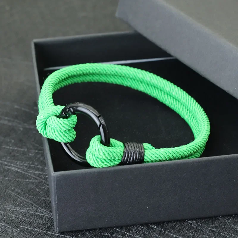 New Fahion Men Bracelet Rope Mountaineering Buckle Double Layer Lucky Red Thread Braclet Pulsera Hombre Accessories Hiphop Joias