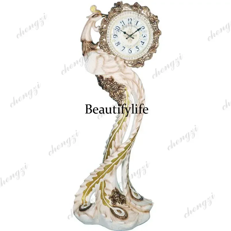 European creative floor clock, antique standing clock in living room, simple  solid wood generation simple art fashion clock