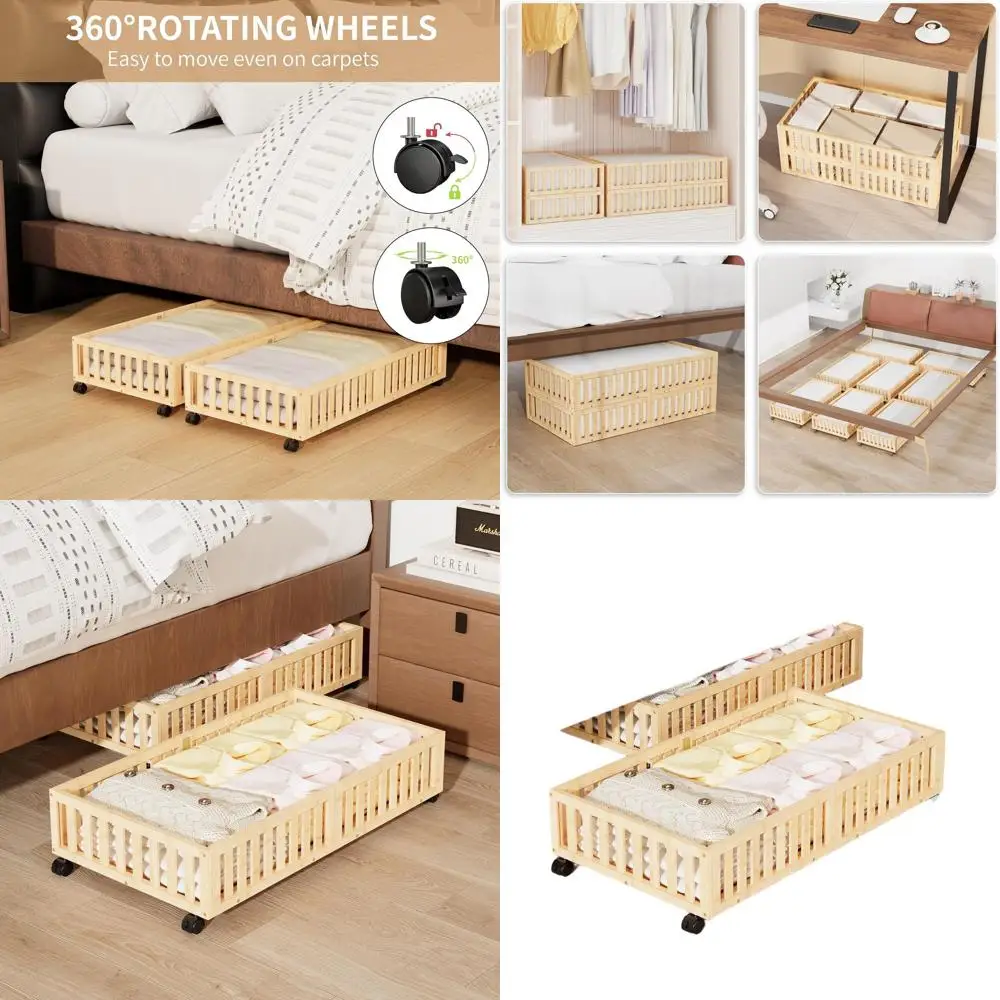 

Rolling Underbed Storage Box for Shoes, Blankets, Toys, and Clothes - Space-Saving Organizer for Bedroom, Closet, Dorm, and Nurs
