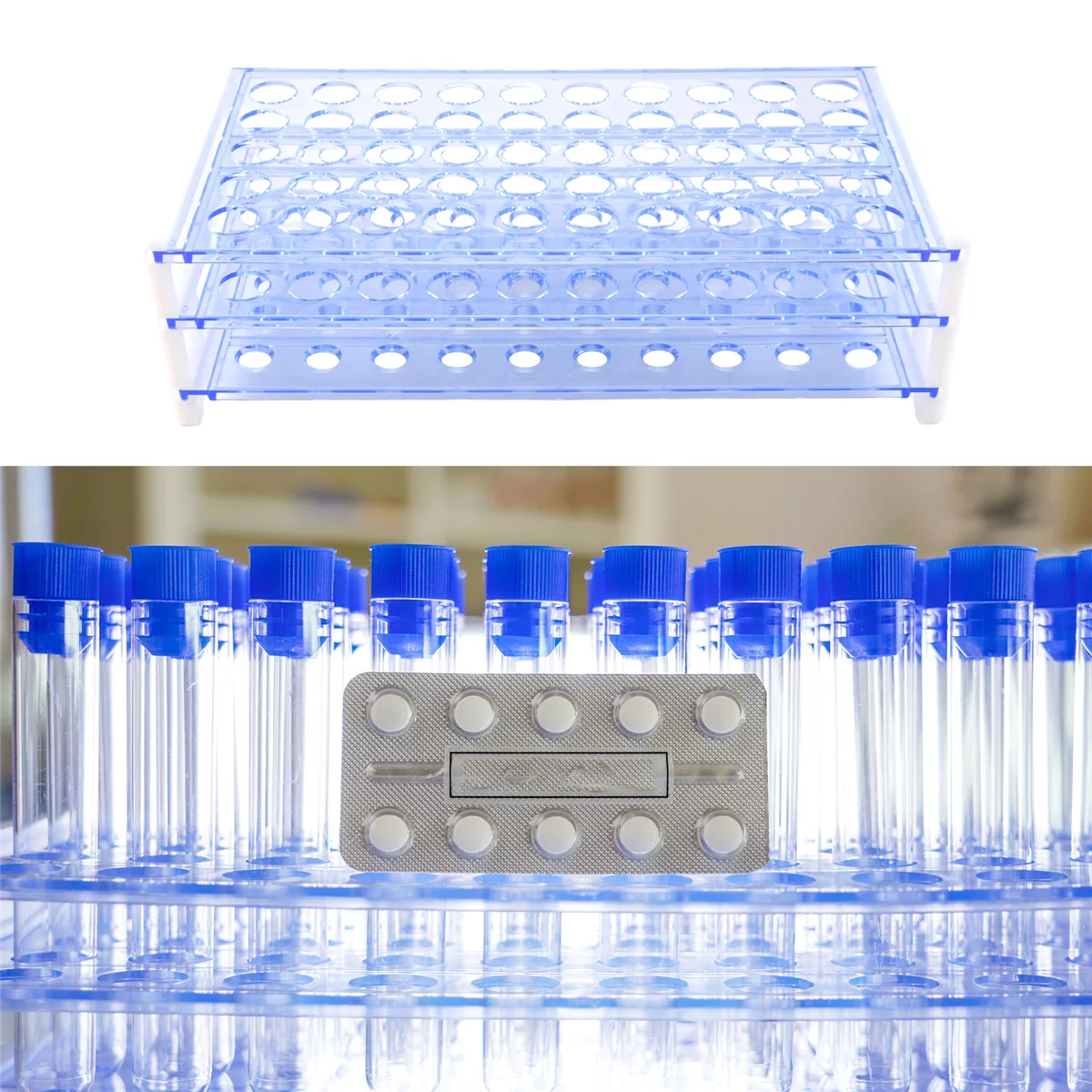 Gfc-Plastic Test Tube Stand Bracket Rack for 12-13MM Test Tubes 50 Hole Positions