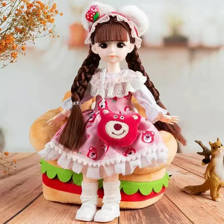 1/6 bambole bjd per ragazze bambola incernierata 30 cm con vestiti giocattoli articolati con occhi marroni biondi per bambini set di giochi sferici congiunti