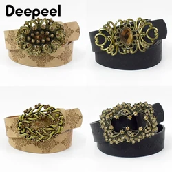 Deepeel 여성용 레트로 엠보싱 벨트, 라인석 장식 허리띠, 코르셋 바지, 원피스 거들, 럭셔리 브랜드, 115cm