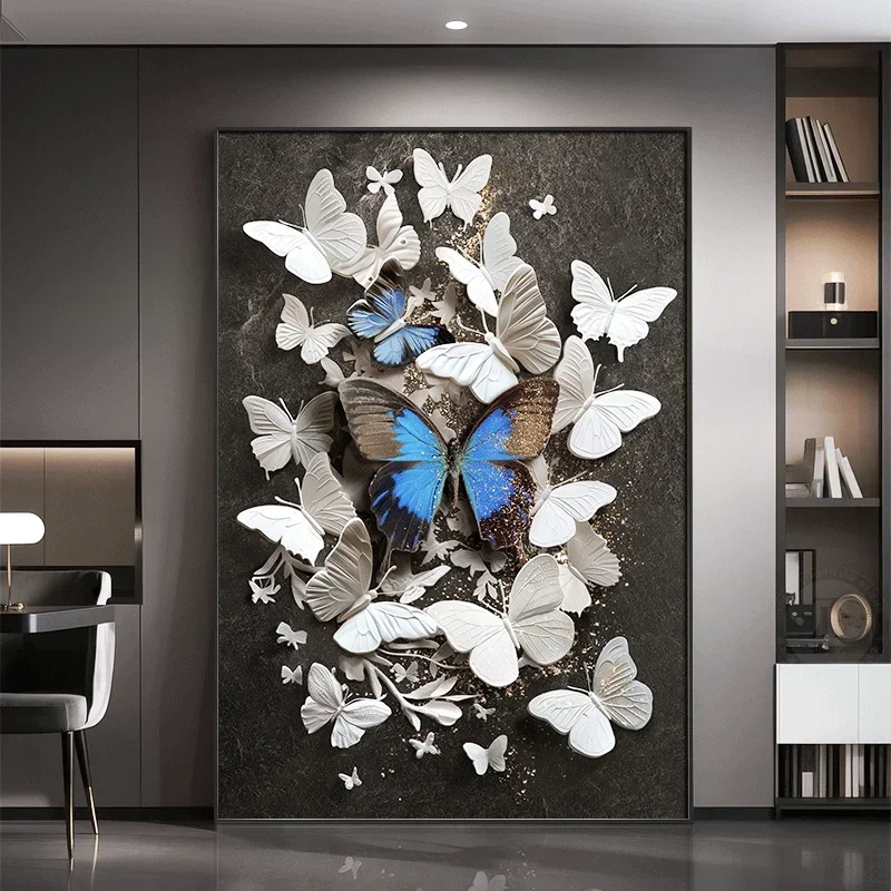 High-level entrance decorative painting butterfly texture painting relief