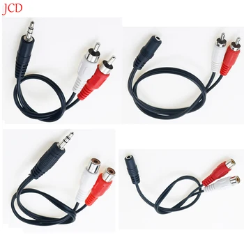 1PCS 3.5mm 잭 남성 여성 2 RCA 스테레오 오디오 케이블 변환기 어댑터 코드 TV AV 연결 라인