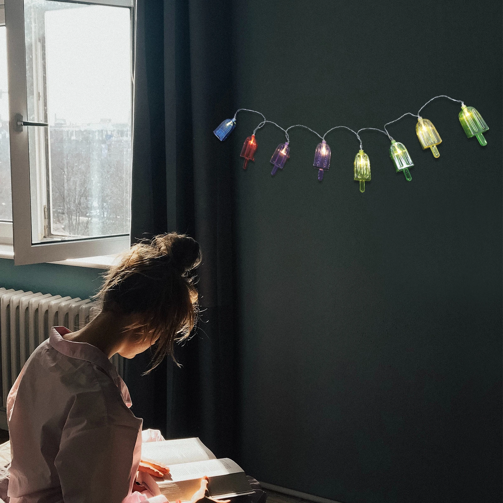 

Ice Cream String Lights Decorative Fairy Lights for Bedroom Party DIY Wedding Holiday Photo Studio Plastic LED Lamps Safe Indoor