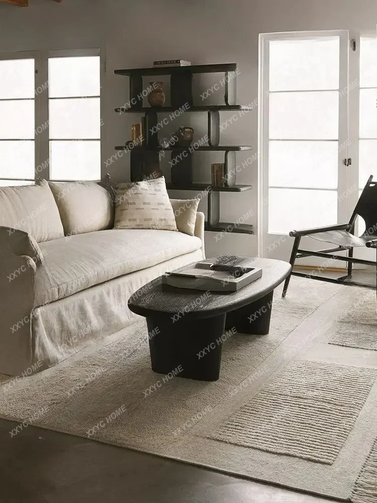 

Solid Wood Bookshelf Shelf Bogu Shelf Bookcase Black Floor-to-Floor Wabi Sand Minimalist Display Rack Partition Oak