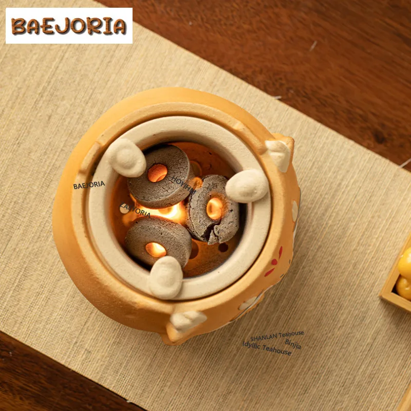 BAEJORIA Cute Small Dragon Electric Pottery Furnace Charcoal Fire Burning Warmer Tea Stove Warm Drink Wine Boiler Flavoring Tea