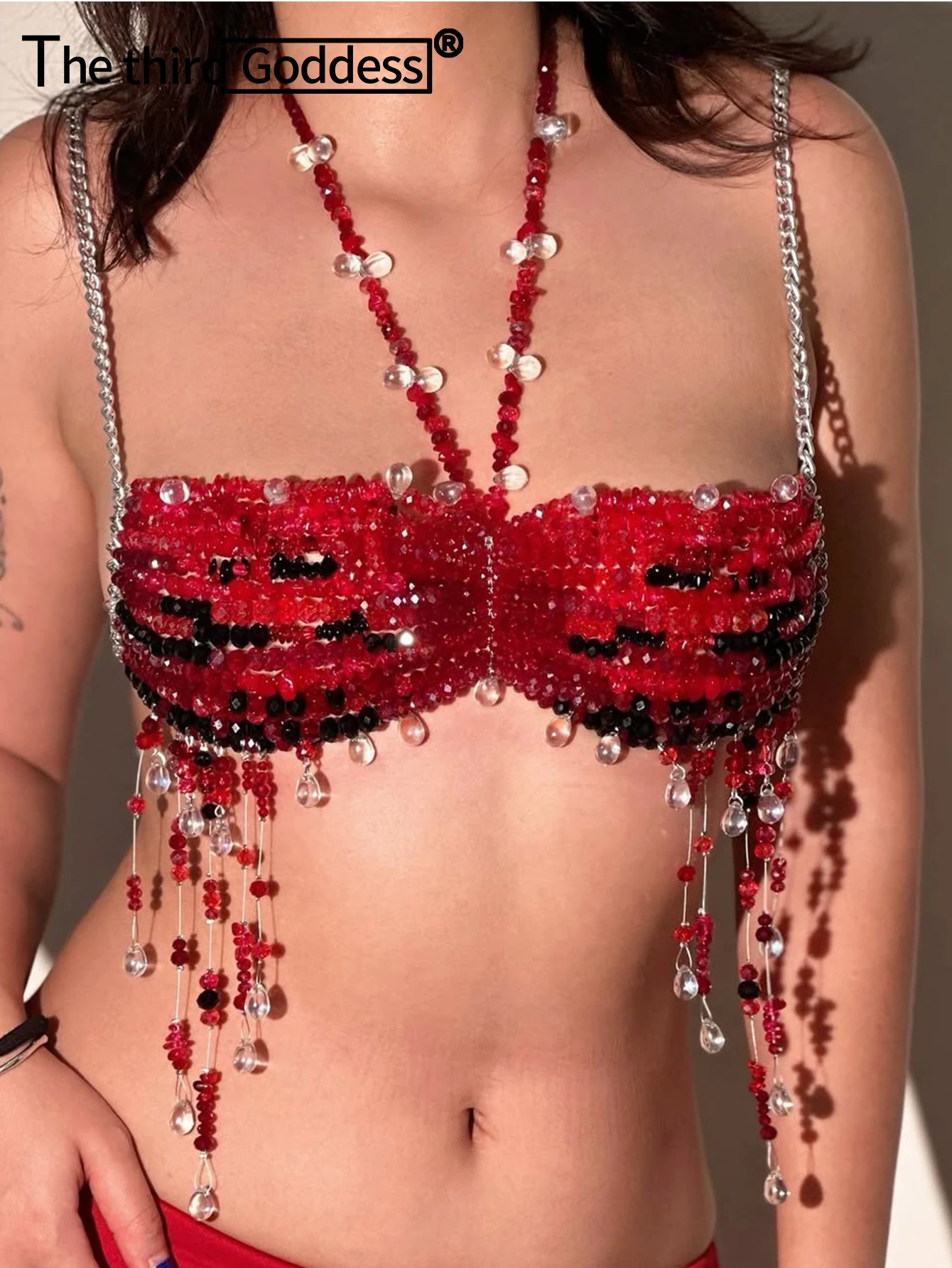 Sexy see through metal rhinestone corset crop top women summer halter tank top woman clothing beach club party tops rave oufit