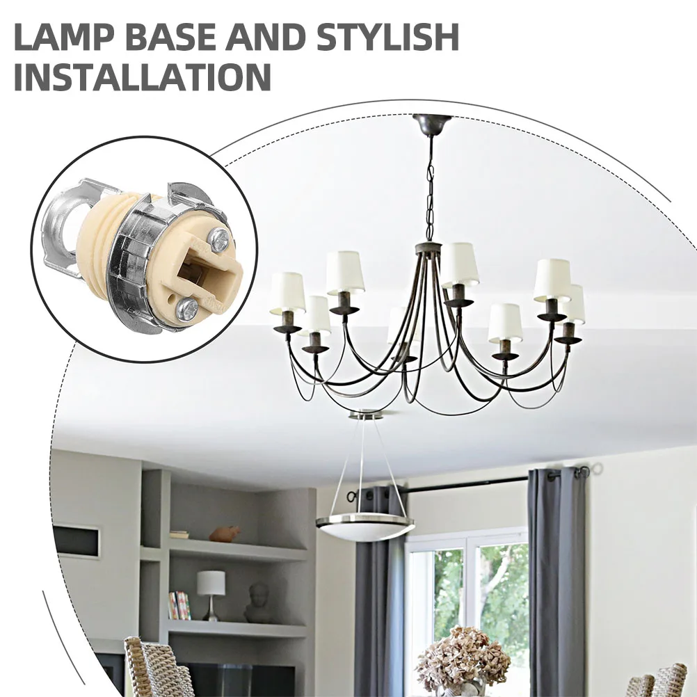 

2 Pcs Chandelier G9 Ceramic Lamp Base Light Bulb Cord with Metal Holder Fixture Parts