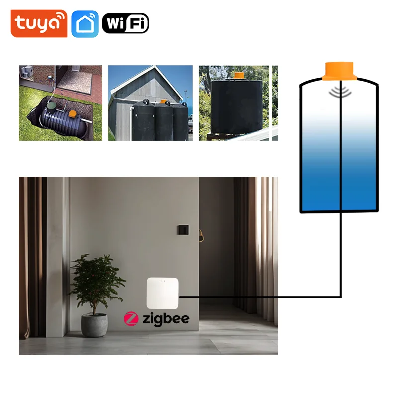 Imagem -05 - Aplicativo Móvel Tuya Zigbee3.0 Gateway Wifi App Monitor de Nível de Tanque Sensor de Água e Óleo sem Contato Indicador de Alarme em Tempo Real