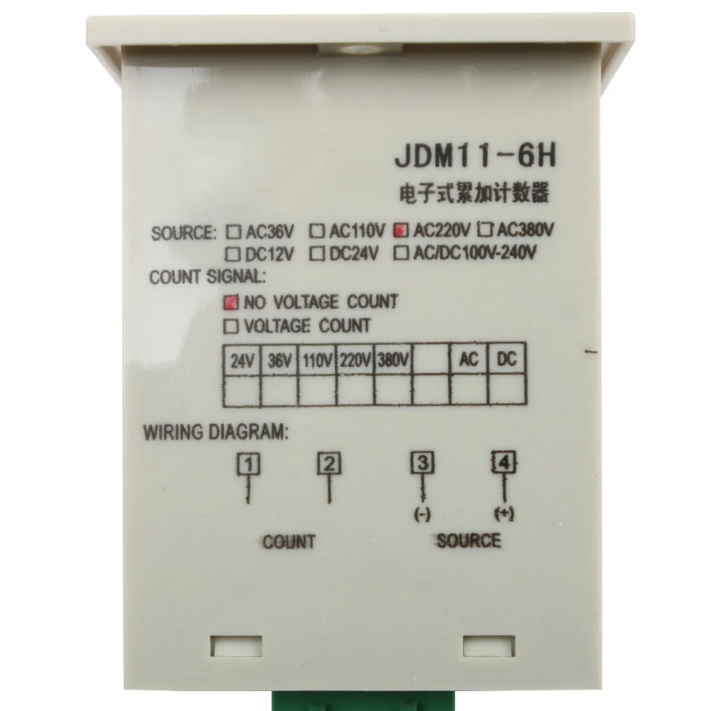 JDM11-6H Electronic Accumulating Counter AC 220V 110V DC 12V 24V Digit Display Length Counting