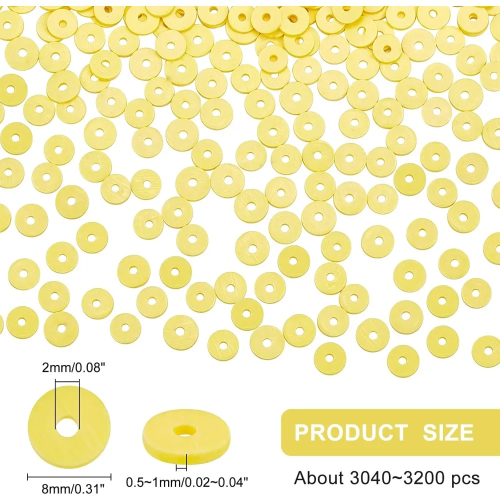 Około 3040 sztuk Koraliki z gliny polimerowej 8 mm Płaskie koraliki Heishi Koraliki dystansowe z otworem 2 mm do bransoletek Naszyjnik Tworzenie biżuterii