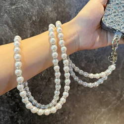 Pearl Phone Chain Long Crossbody Lanyard Sling Pendant Neck Band Shoulder Cord Anti Loss Rope Hang Accessories Simple Stylish