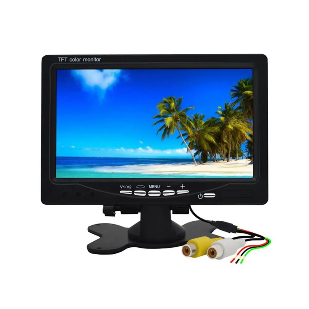 New 7 Inch Head Up HD Display Car Monitor 1024X600 Resolution Rear View Auto Reverse Vehicle Backup Camera Digital TV Dropship