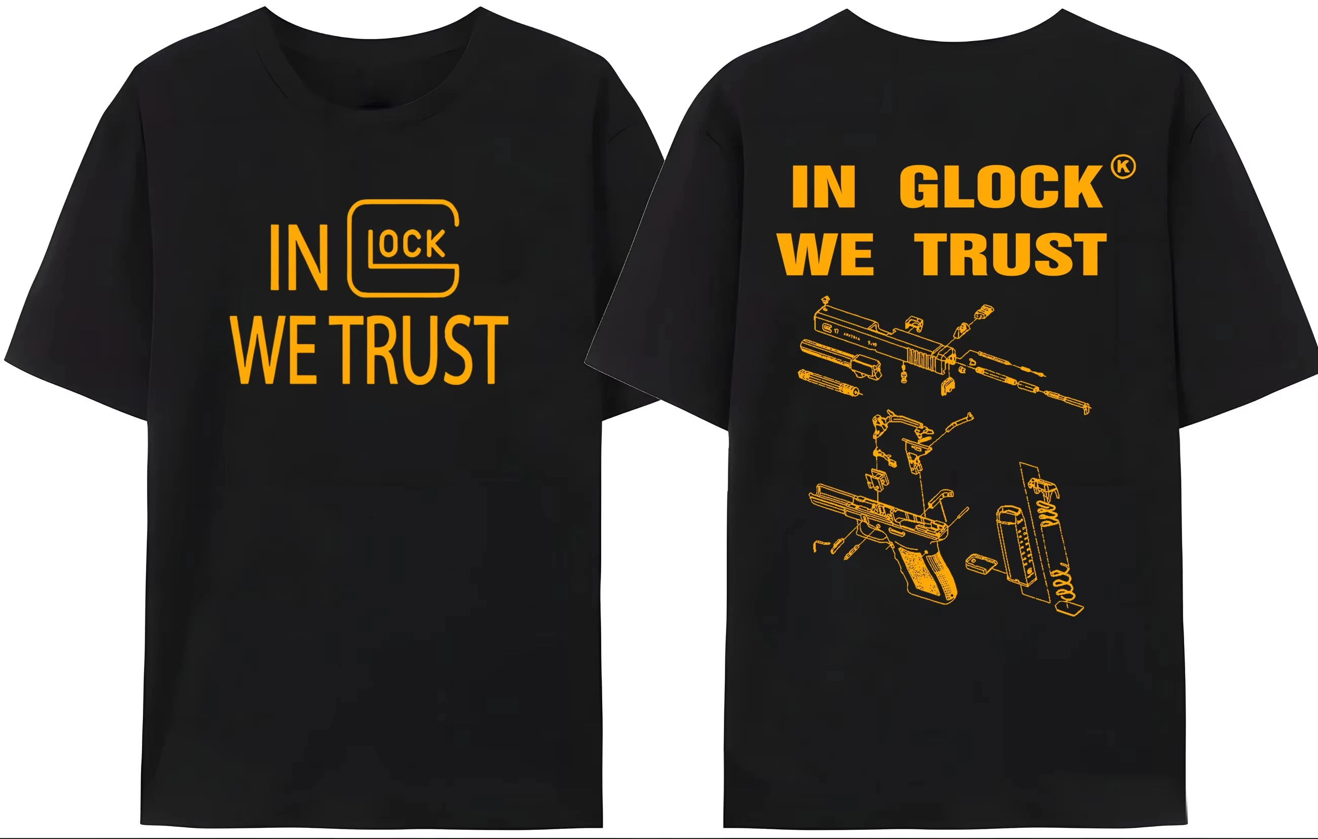 2025 IN GLOCK WE TRUST Letter Punk Style T-shirt Men's Women Y2k Hip Hop Streetwear Tops Harajuku Trend Tee Clothes Short Sleeve