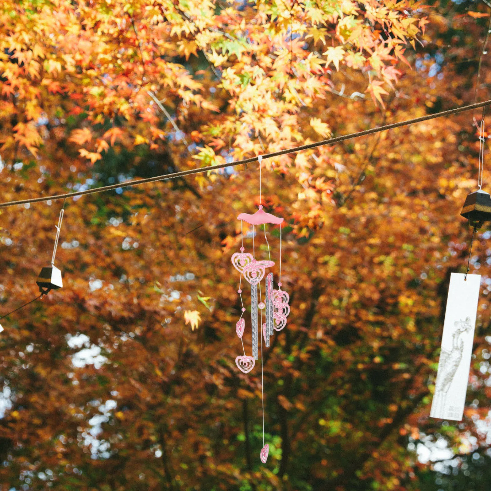 

Love Wind Chime Heart Chimes Metal Doors and Windows Valentines Day Outdoor Decor Pink Crafts