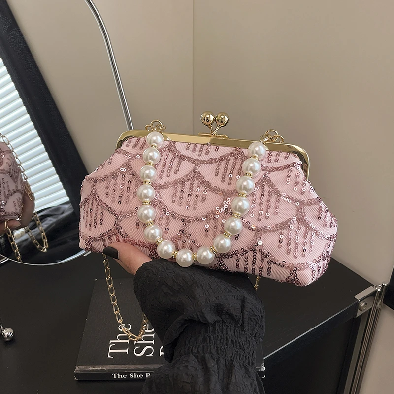 

Сумки через плечо с блестящими бисером и цепочками, изысканные роскошные брендовые сумки 2025 года для женщин, новые летние женские сумки в национальном стиле