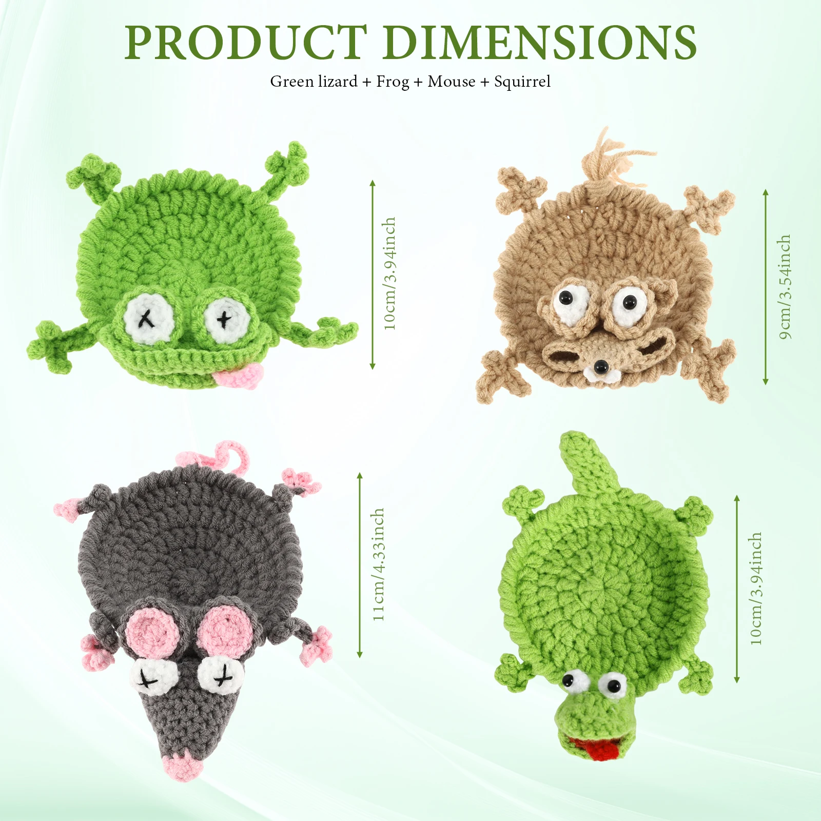 4Pcs Animal Crochet Lizard Cup Coaster Handwoven Finished Coffee Mat Charming Yarn Cup Mats Set 3D DIY Home Table Amigurumi Gift