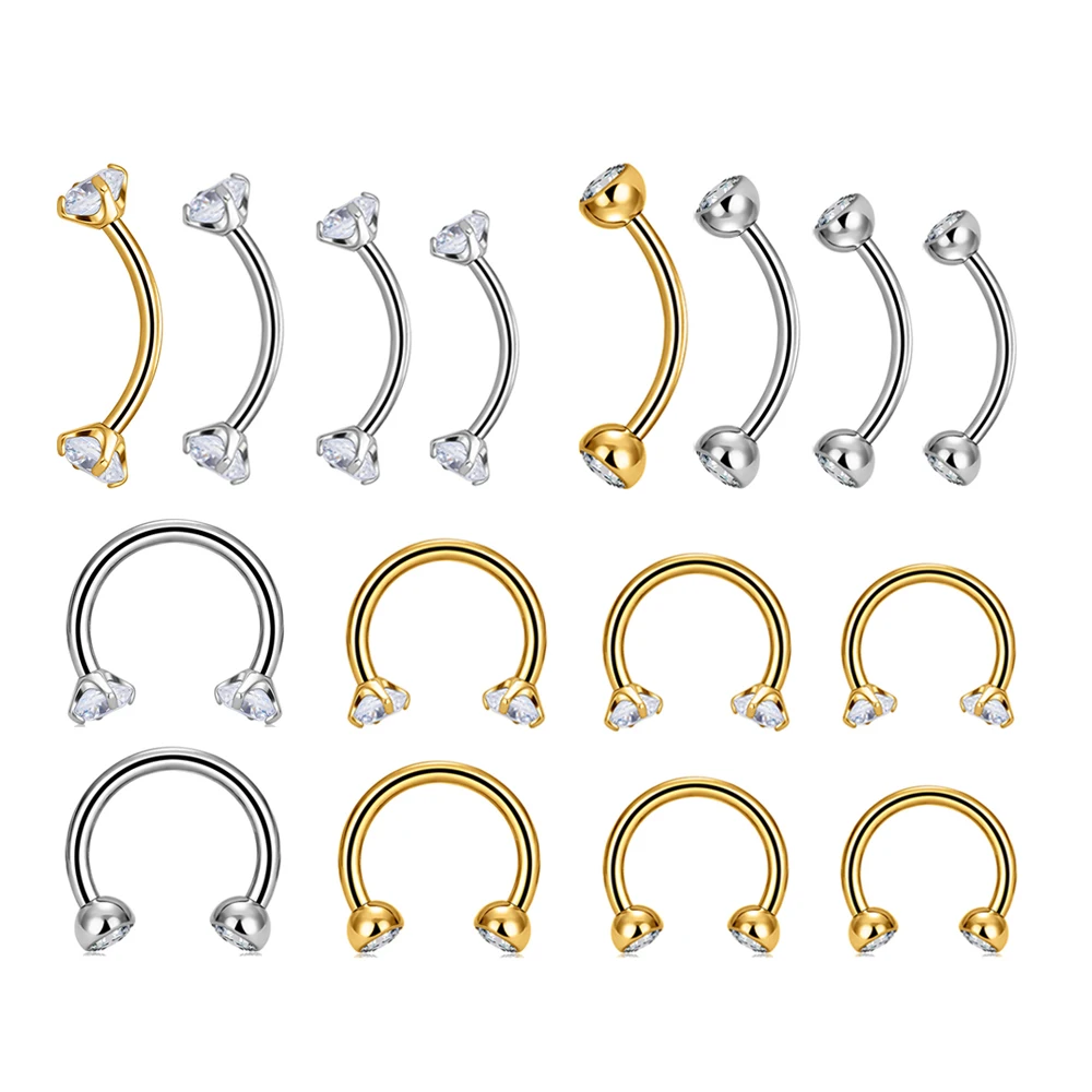 1/5 pièces ASTM F136 titane fer à cheval 16G CZ Septum nez anneau Cartilage Helix boucle d'oreille C tige sourcil oreille Piercing corps bijoux