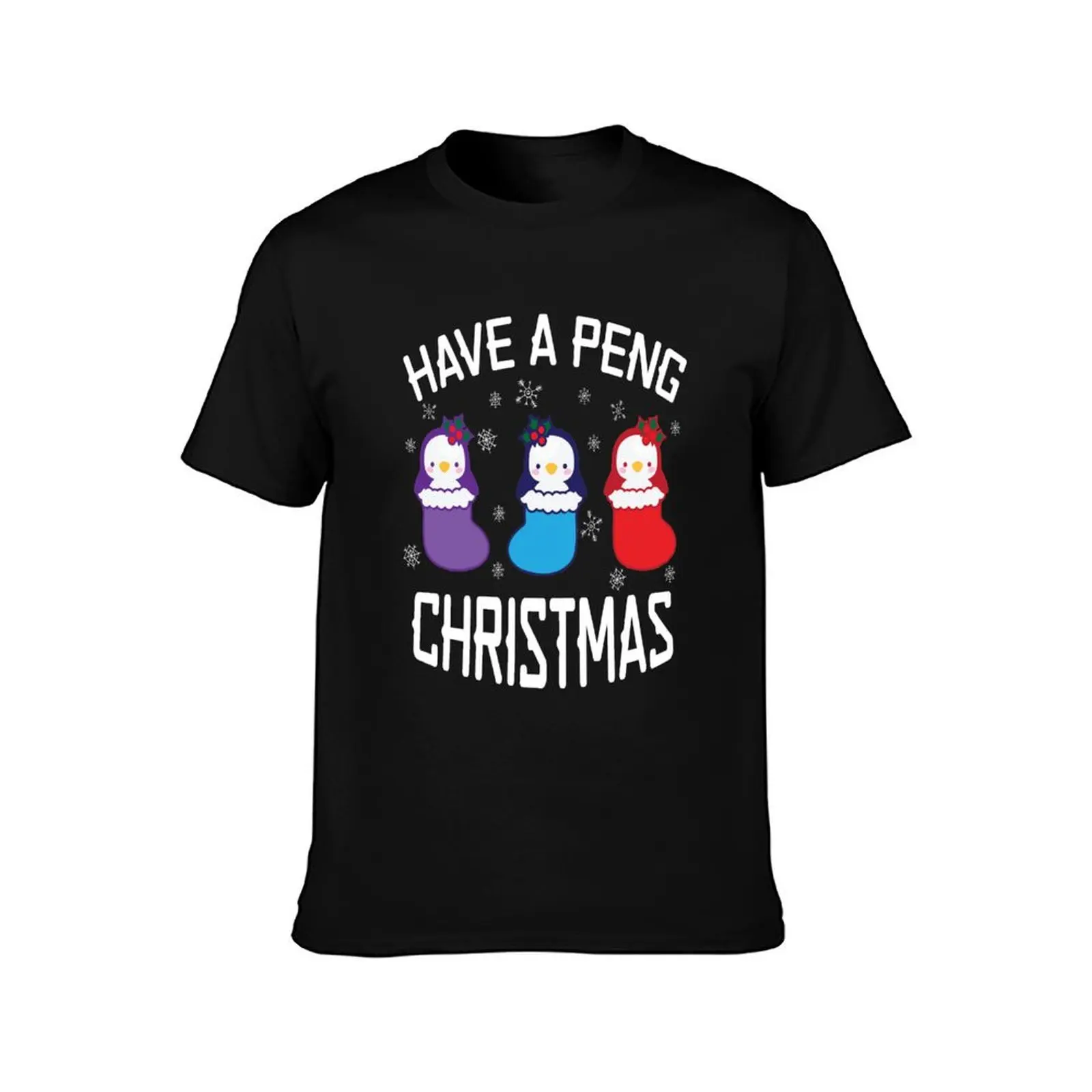 Chick Christmas Stocking Have a Peng Christmas T-Shirt Casual Daily Wear Short Sleeve Top T-Shirt