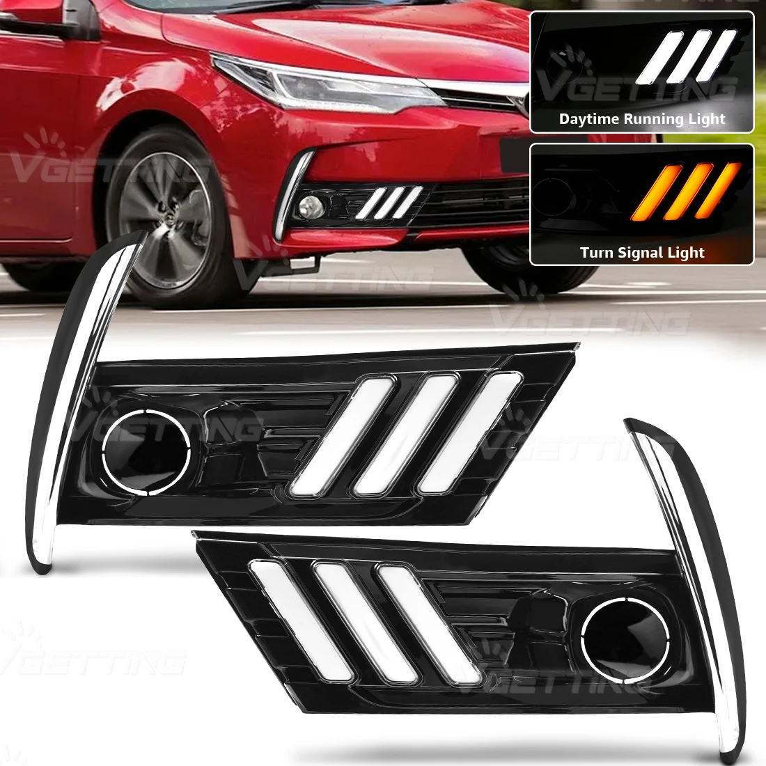 

Car Front Bumper Daytime Running Light For Toyota Corolla 2017 2018 White DRL Yellow Turn Signal Driving Lamp LED Accessories