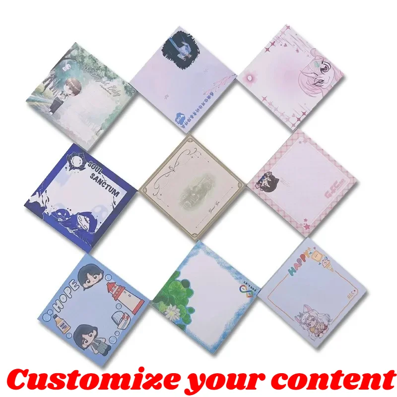 10 Pieces 7X7CM of Custom Printed Sticky Notes Personalized Stationery