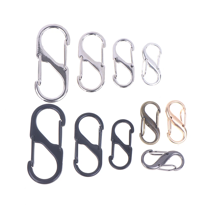 خطاف معدني على شكل حرف S مشبك مفاتيح معدني للتخييم حقائب ظهر آمنة قفل حلقة تسلق المفاتيح متعددة الوظائف في الهواء الطلق على ظهره خطاف سريع #2