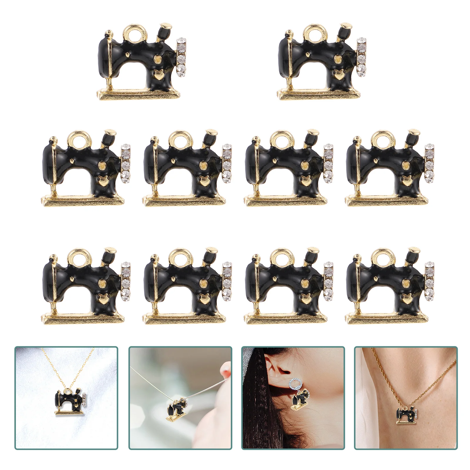 

10 Pcs Sewing Machine Pendant Necklace Adorns Alloy Pendants Shell Enamel Jewelry Accessories Charms Child Ornaments