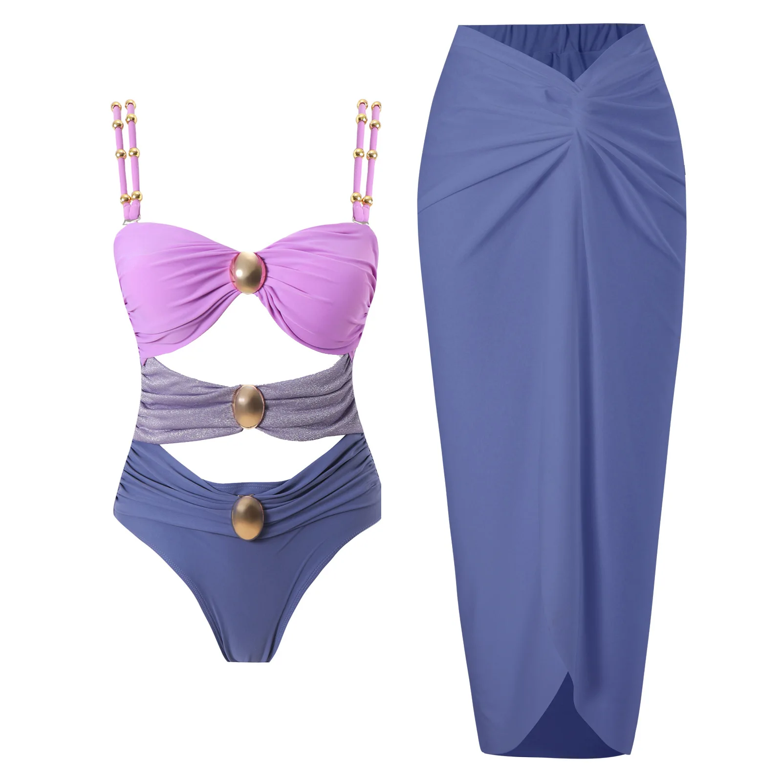 

hot spring New two-piece bikini swimsuit set for women, tight fitting and slimming, foreign trade swimsuit set, chiffon