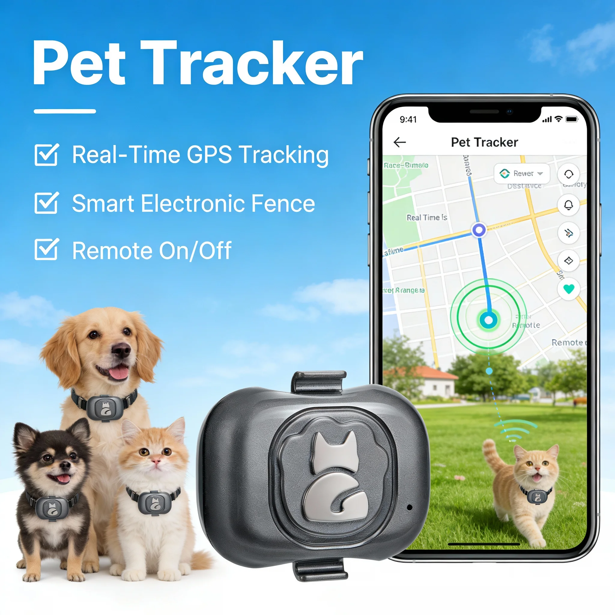 GPS intelligent wearable pet real-time locator tracker, waterproof and anti-theft new tracker