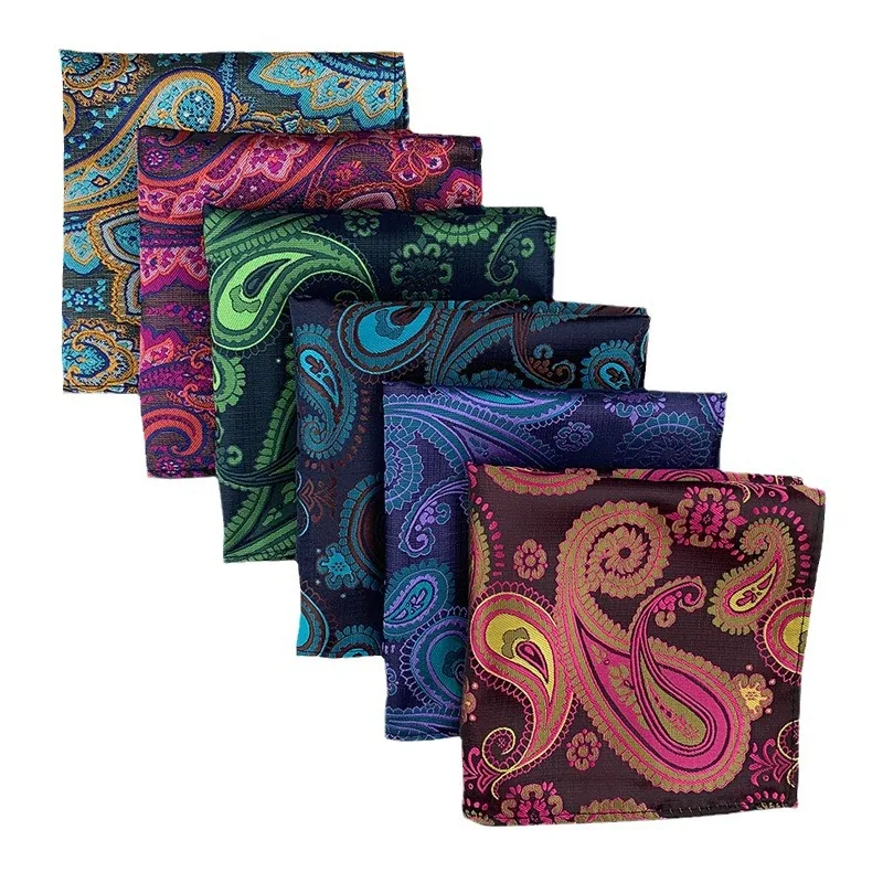 Print Polyester Neckerchief Pocketing Scarf Kerchief Pocket Square Hankerchief Scarves Suit Decoration Accessories for Men Women