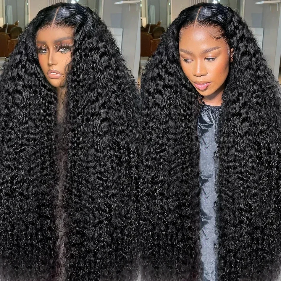 Perruque Lace Closure Wig sans colle brésilienne naturelle, cheveux bouclés, pre-plucked, Deep Wave, 13x6, prêt à porter, en vente