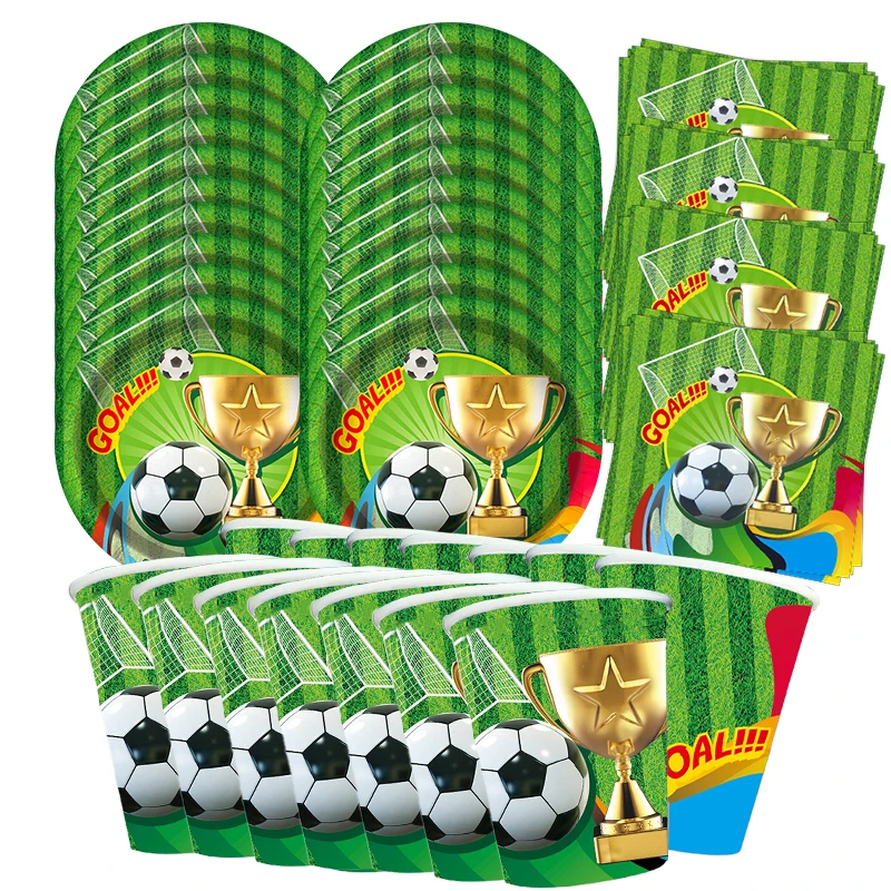 Fußball-Geburtstags-Tischware CR7 Geburtstagsdekoration Superstar Einwegbecher Teller Servietten Partyzubehör Babyparty-Artikel