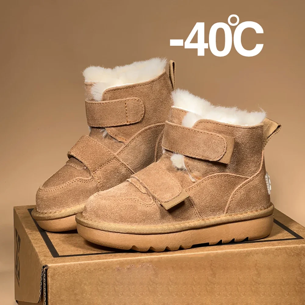 الأطفال الشتاء الصوف الثلوج الأحذية بولي Leather الجلود أحذية مضادة للماء الاطفال أفخم الأحذية المضادة للانزلاق سميكة الدافئة الفتيان الفتيات أحذية كاجوال